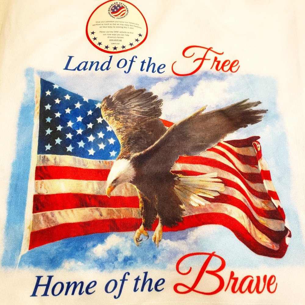 PATRIOTIC TSHIRT - DISABLED AMERICAN VETERANS (DVNF) - LAND OF THE FREE - MENS L